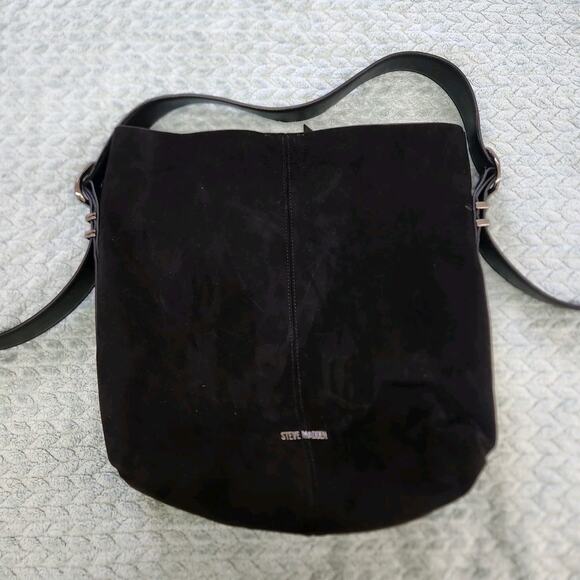 STEVE MADDEN Black Leather Shoulder Bag Purse - Picture 2 of 10